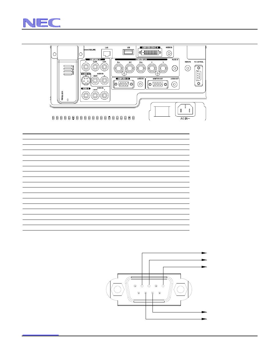 Pc control codes, Function code data, Power on 02h 00h 00h 00h 00h 02h | Nec display solutions of america, inc, Desktop and ceiling mount, Cable connection | NEC NP2150 User Manual | Page 9 / 9