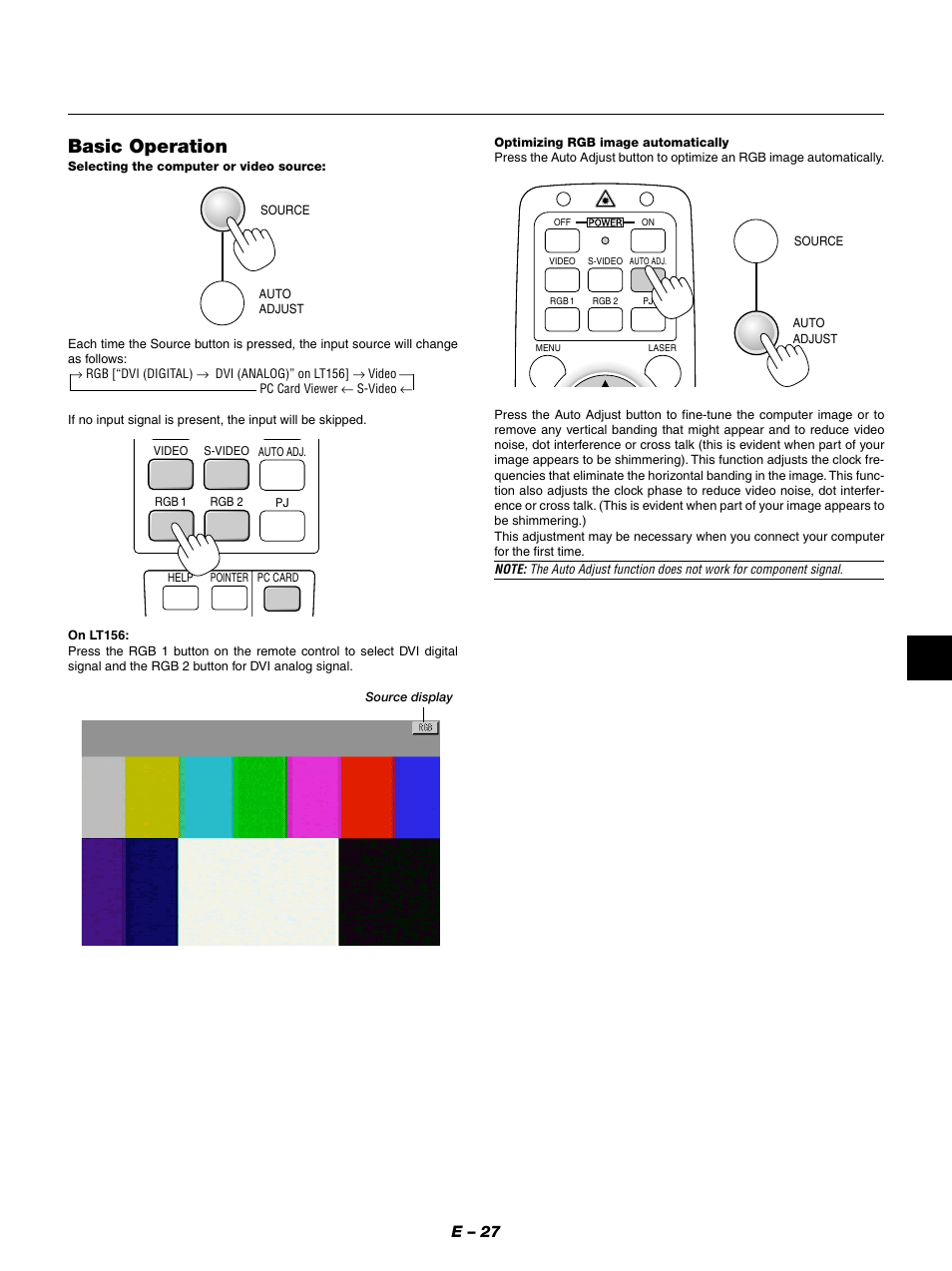 Basic operation, E – 27 | NEC LT154 User Manual | Page 30 / 60