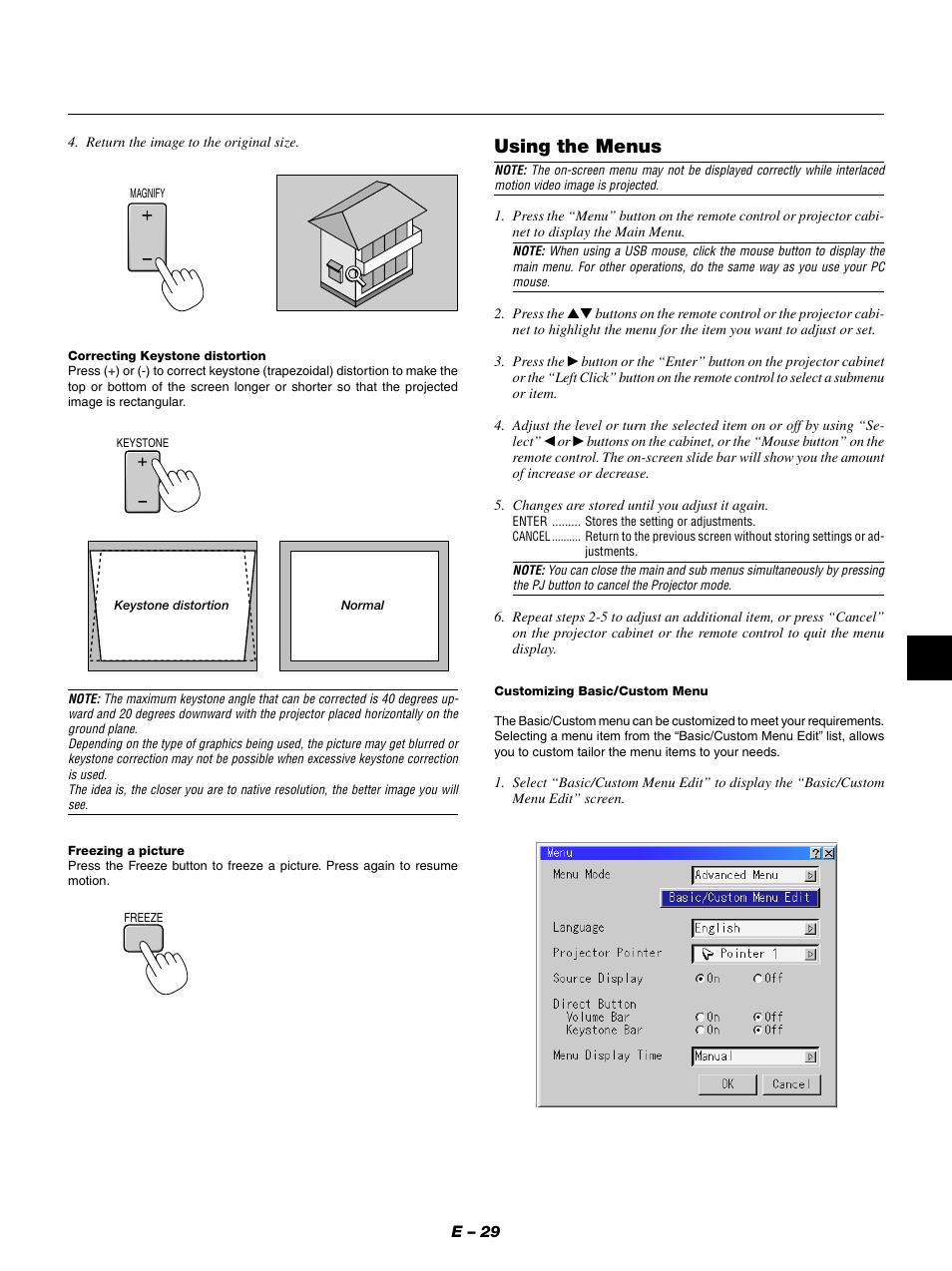 Using the menus | NEC LT154 User Manual | Page 32 / 60