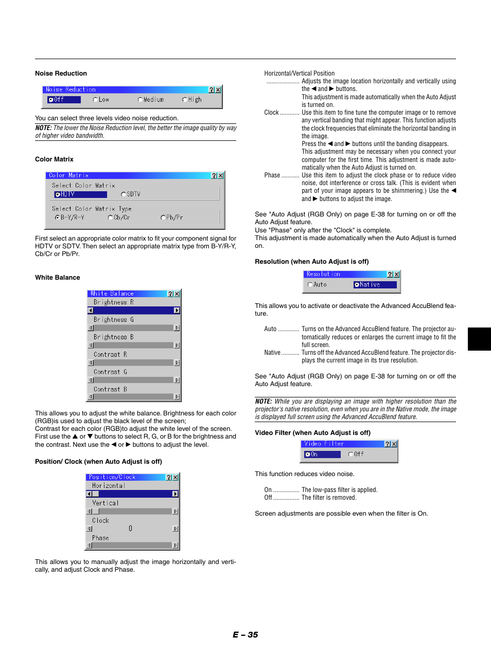 E – 35 | NEC LT154 User Manual | Page 38 / 60