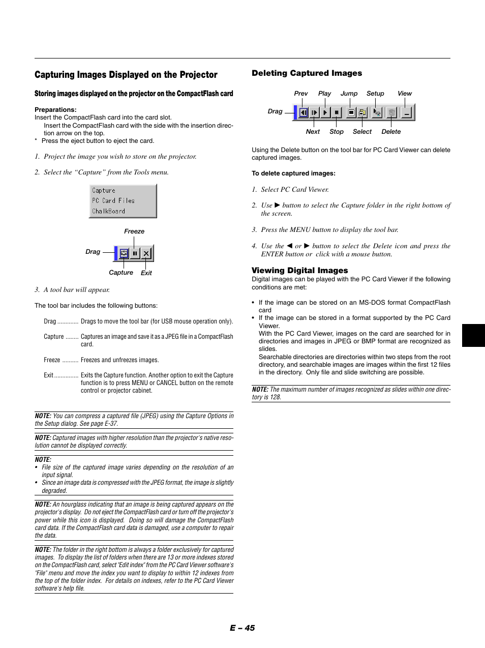 Capturing images displayed on the projector | NEC LT154 User Manual | Page 48 / 60