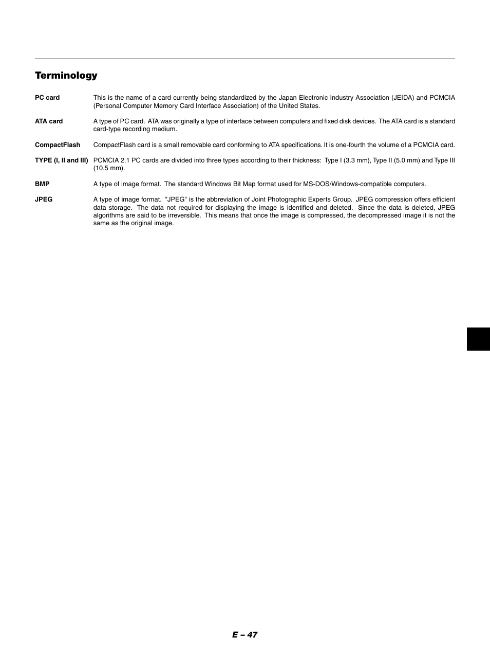 Terminology | NEC LT154 User Manual | Page 50 / 60