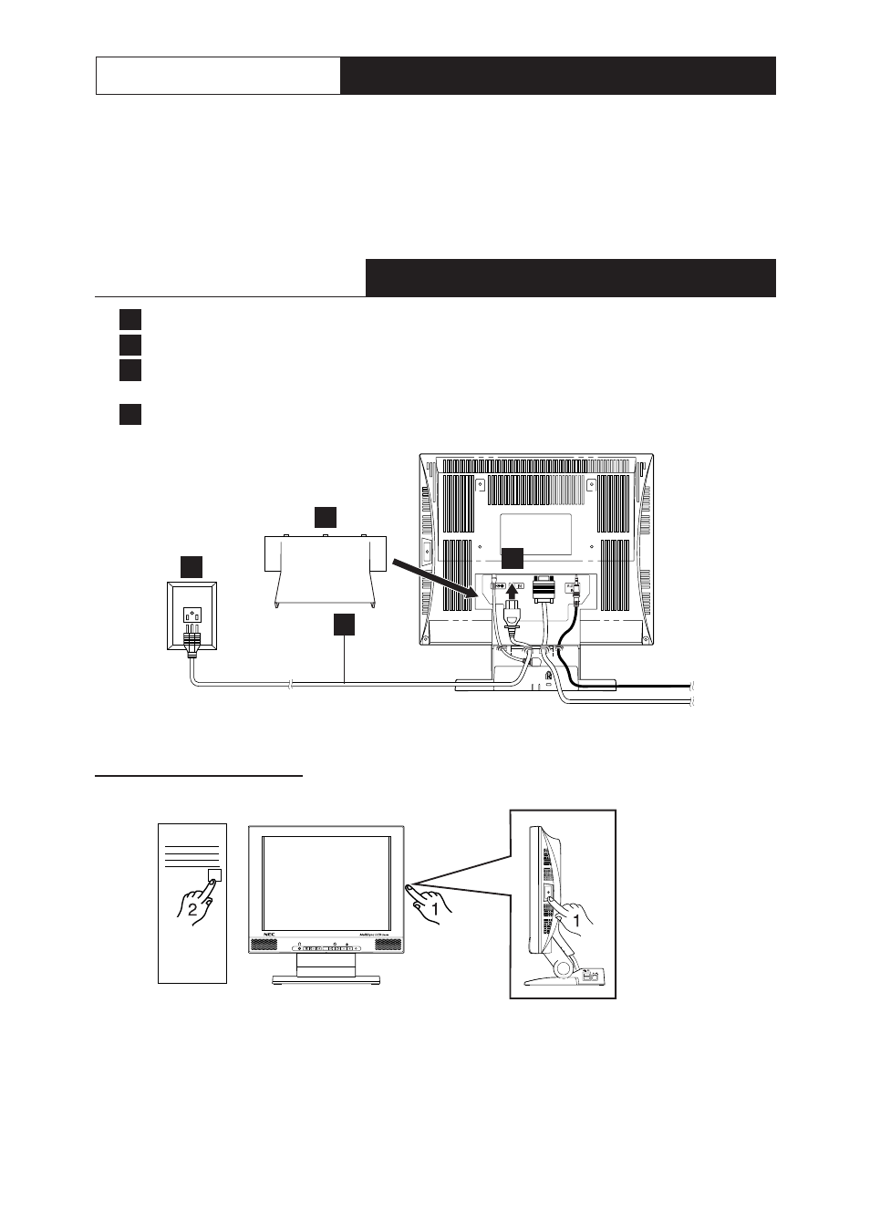 Ac power cord, Power cord connection, Turn on the power | NEC 1500M LA-1524HMW User Manual | Page 11 / 23