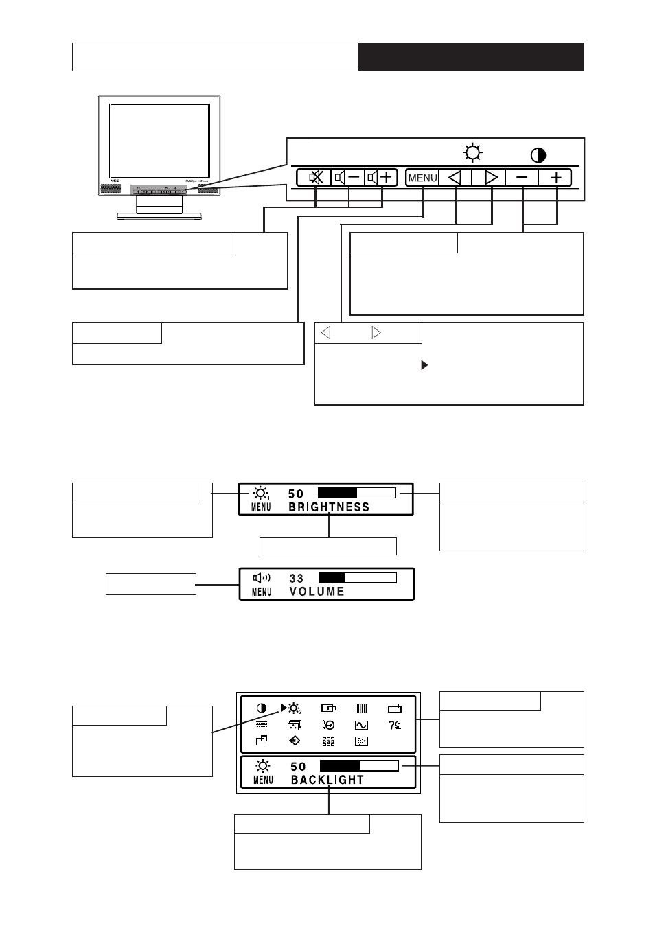 On-screen display (osd), Direct screen, Menu screen | NEC 1500M LA-1524HMW User Manual | Page 12 / 23