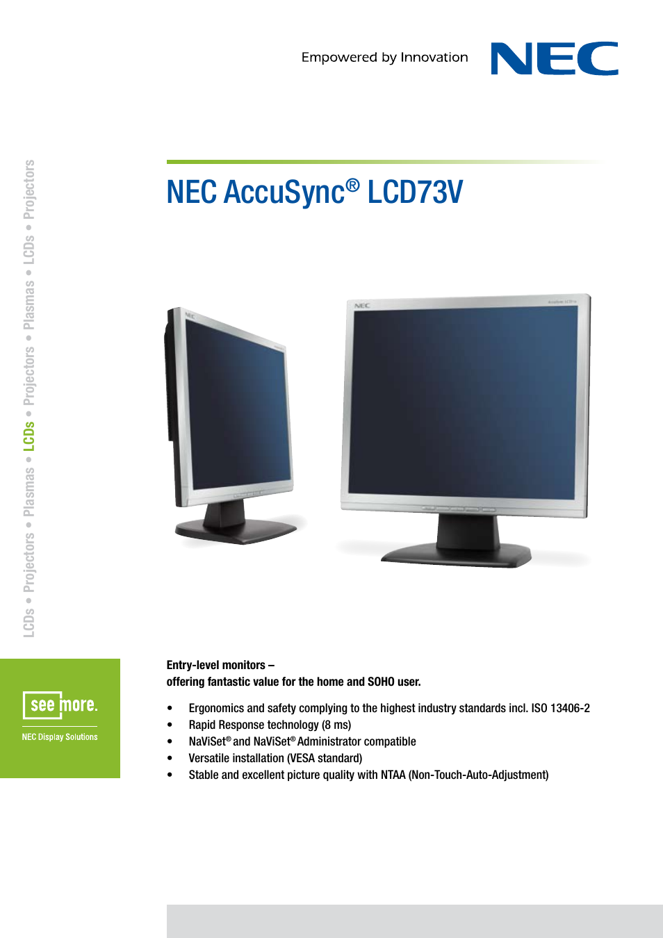 NEC 73V User Manual | 2 pages