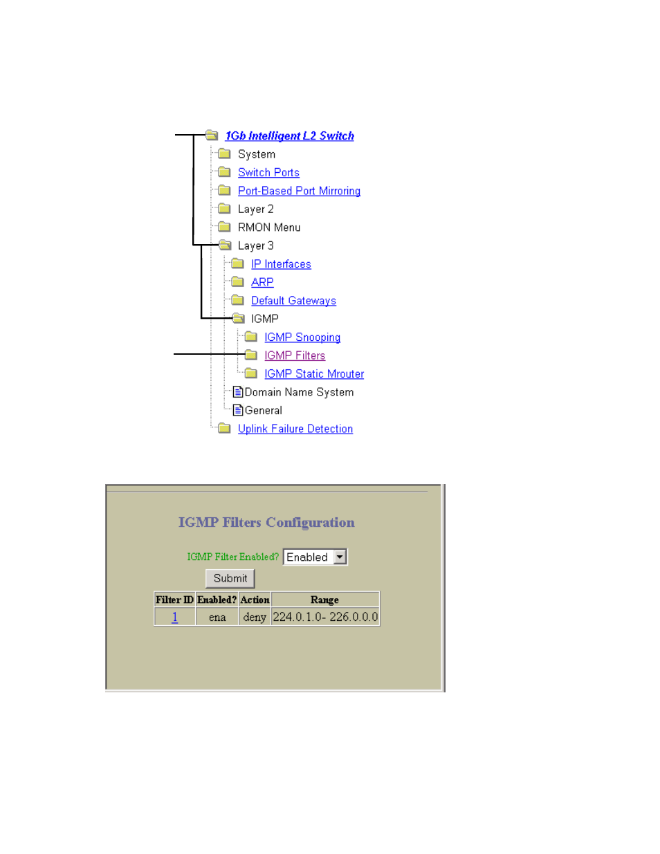 Configuring igmp filtering (bbi example) | NEC INTELLIGENT L2 SWITCH N8406-022A User Manual | Page 69 / 94