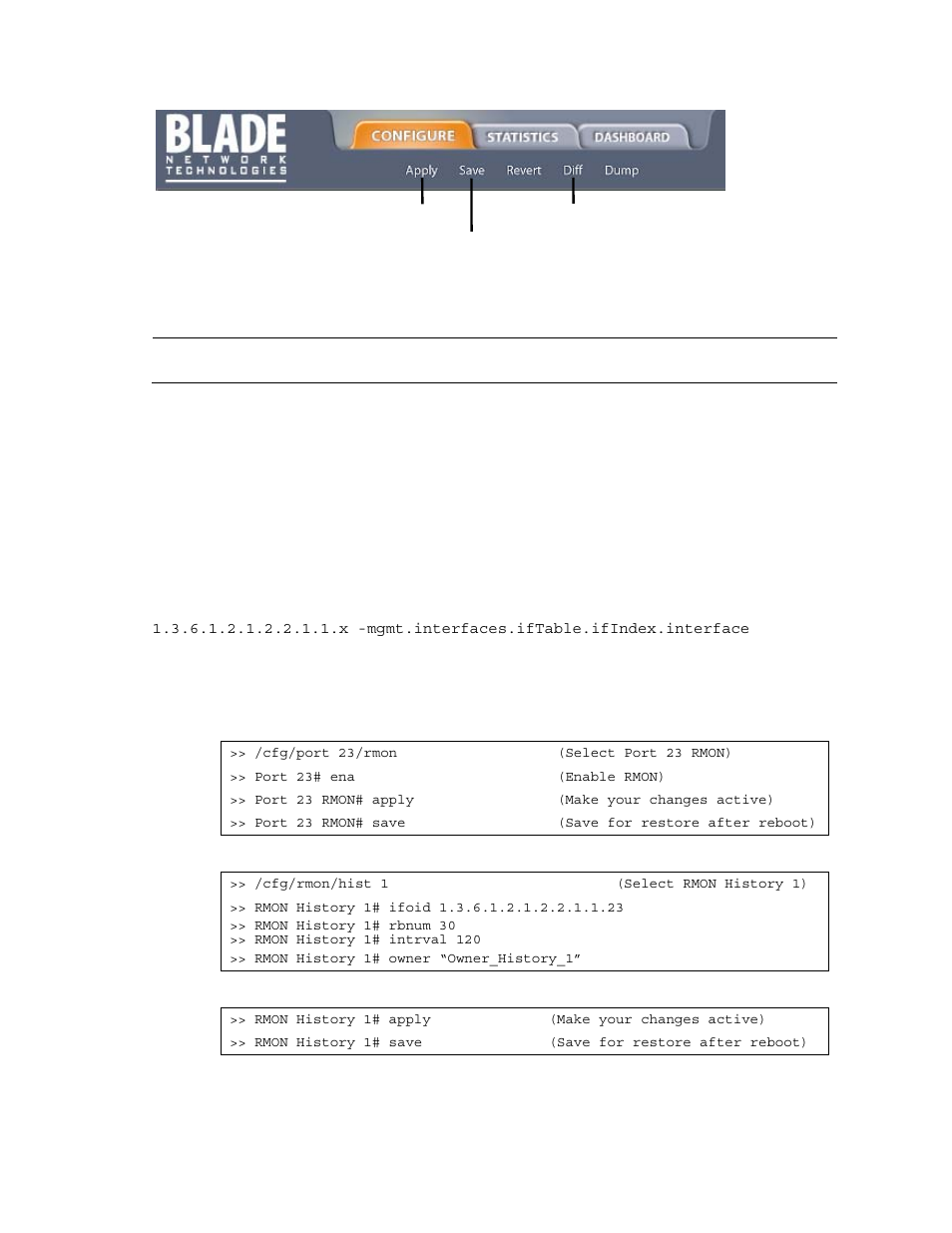 Rmon group 2 — history, History mib objects, Configure rmon history (aos cli example) | NEC INTELLIGENT L2 SWITCH N8406-022A User Manual | Page 77 / 94