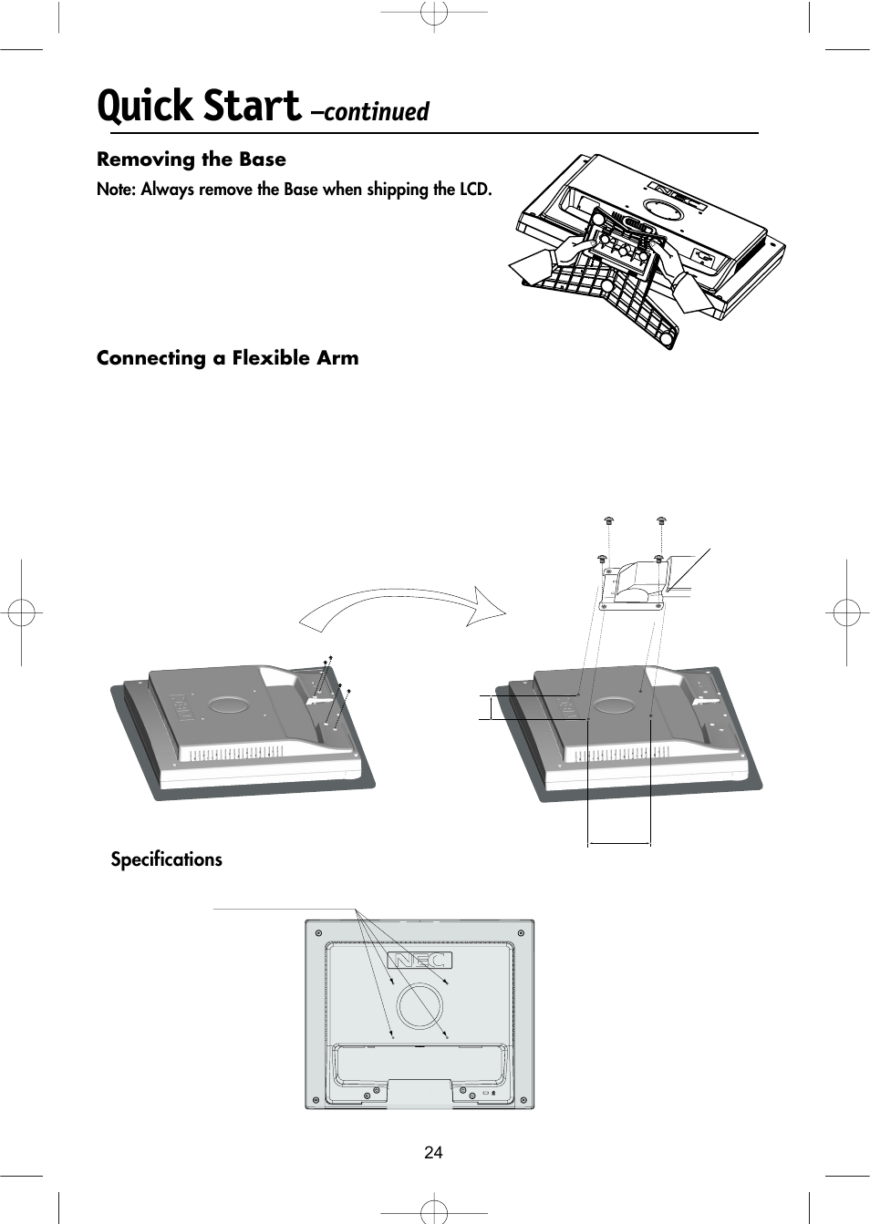 Quick start, Continued | NEC LCD1504M User Manual | Page 26 / 41