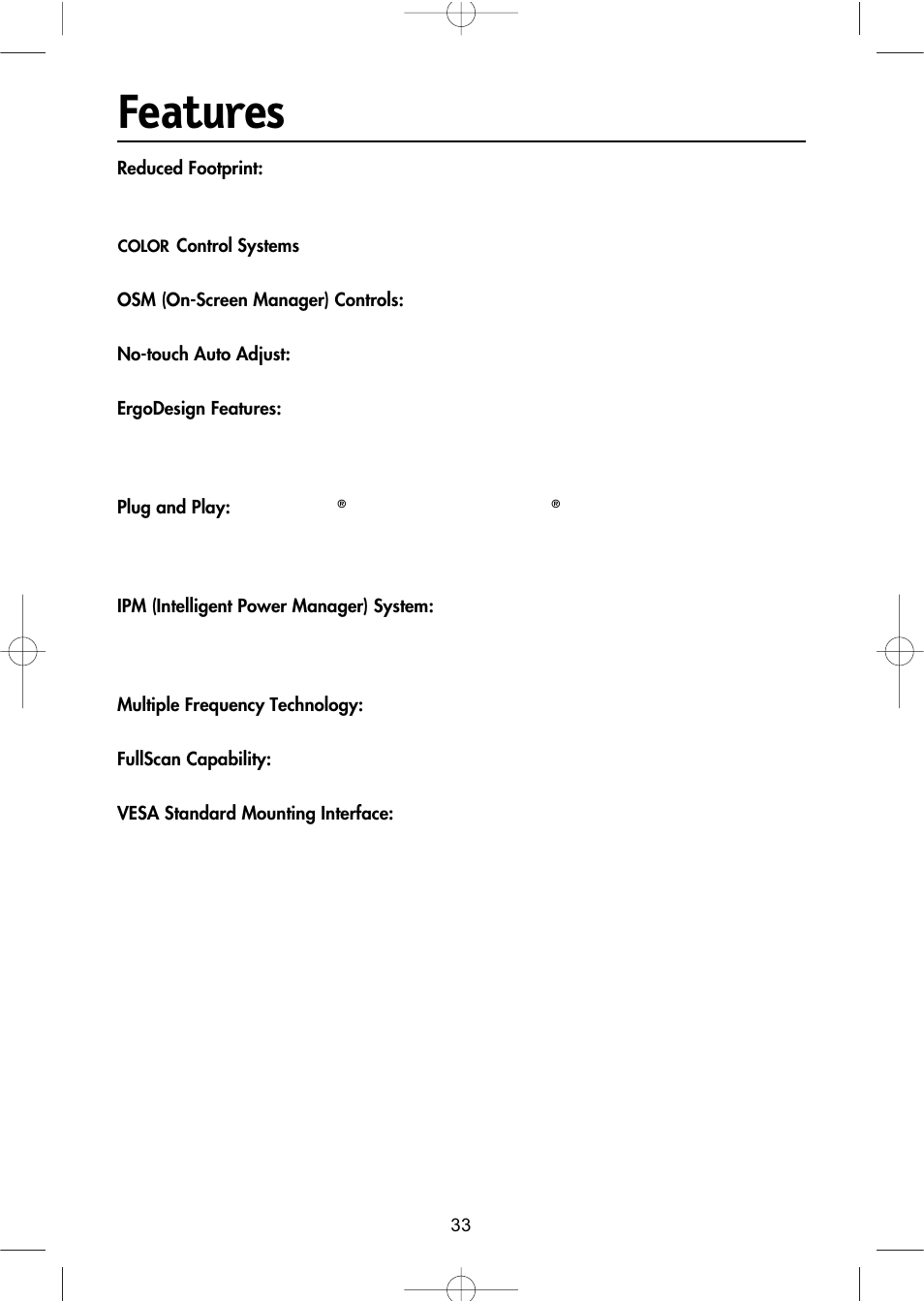 Features | NEC LCD1504M User Manual | Page 35 / 41