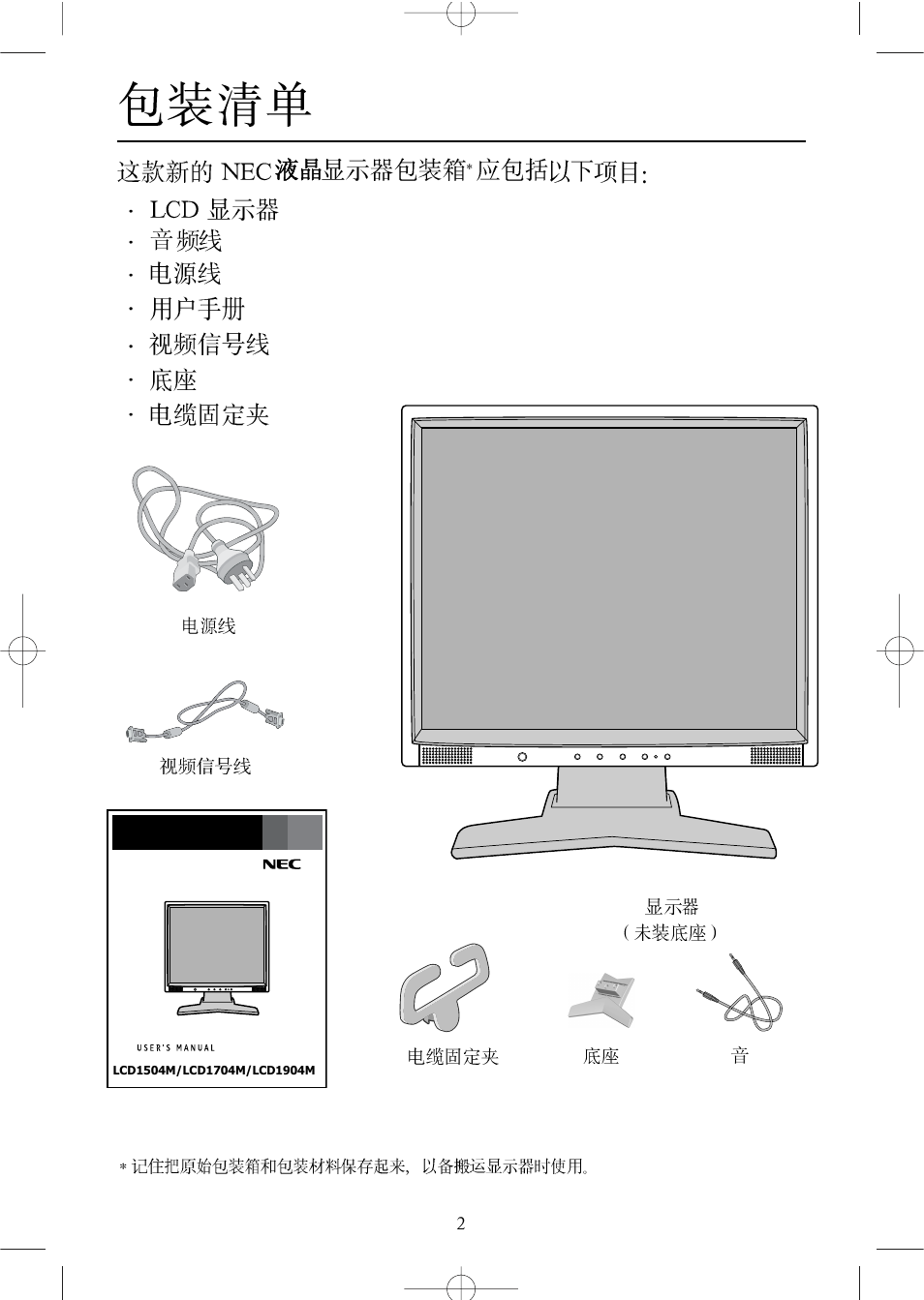 NEC LCD1504M User Manual | Page 4 / 41