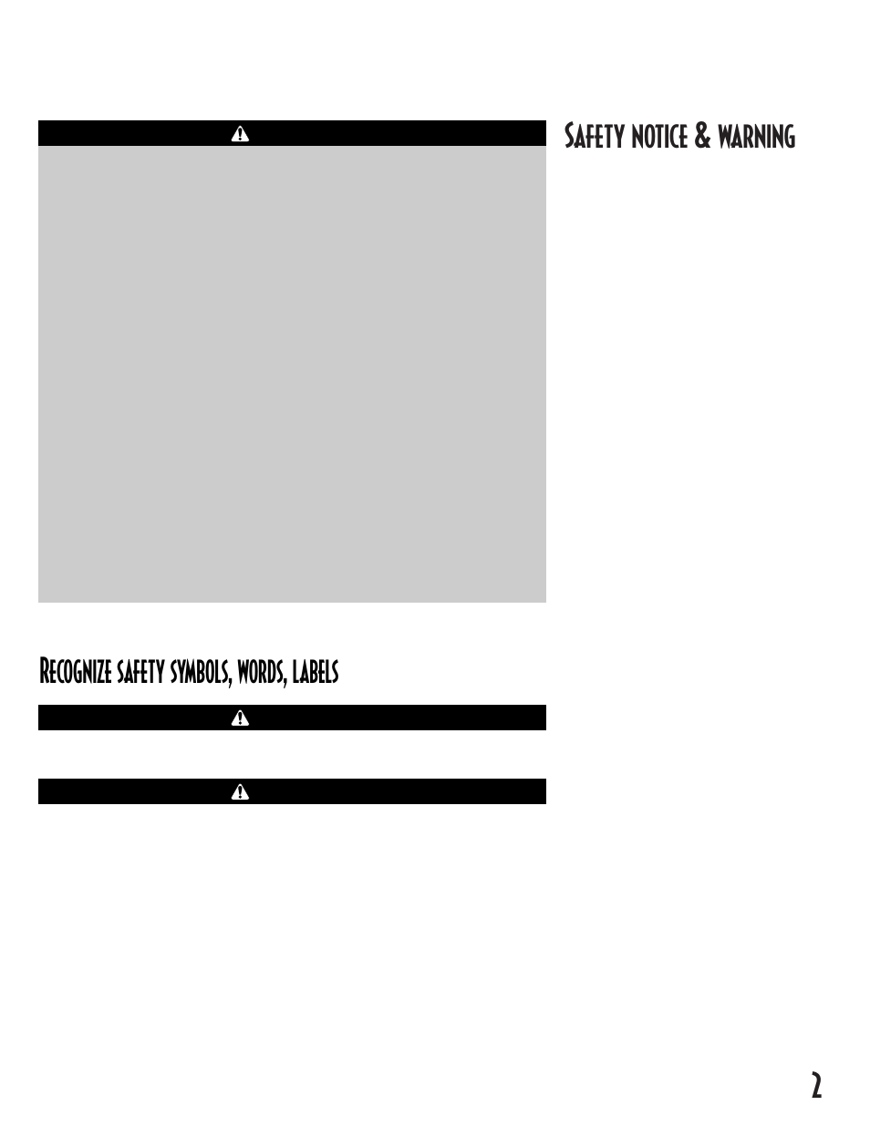 2safety notice & warning, Recognize safety symbols, words, labels | NEC INTELLIDRY MD-15 User Manual | Page 3 / 36
