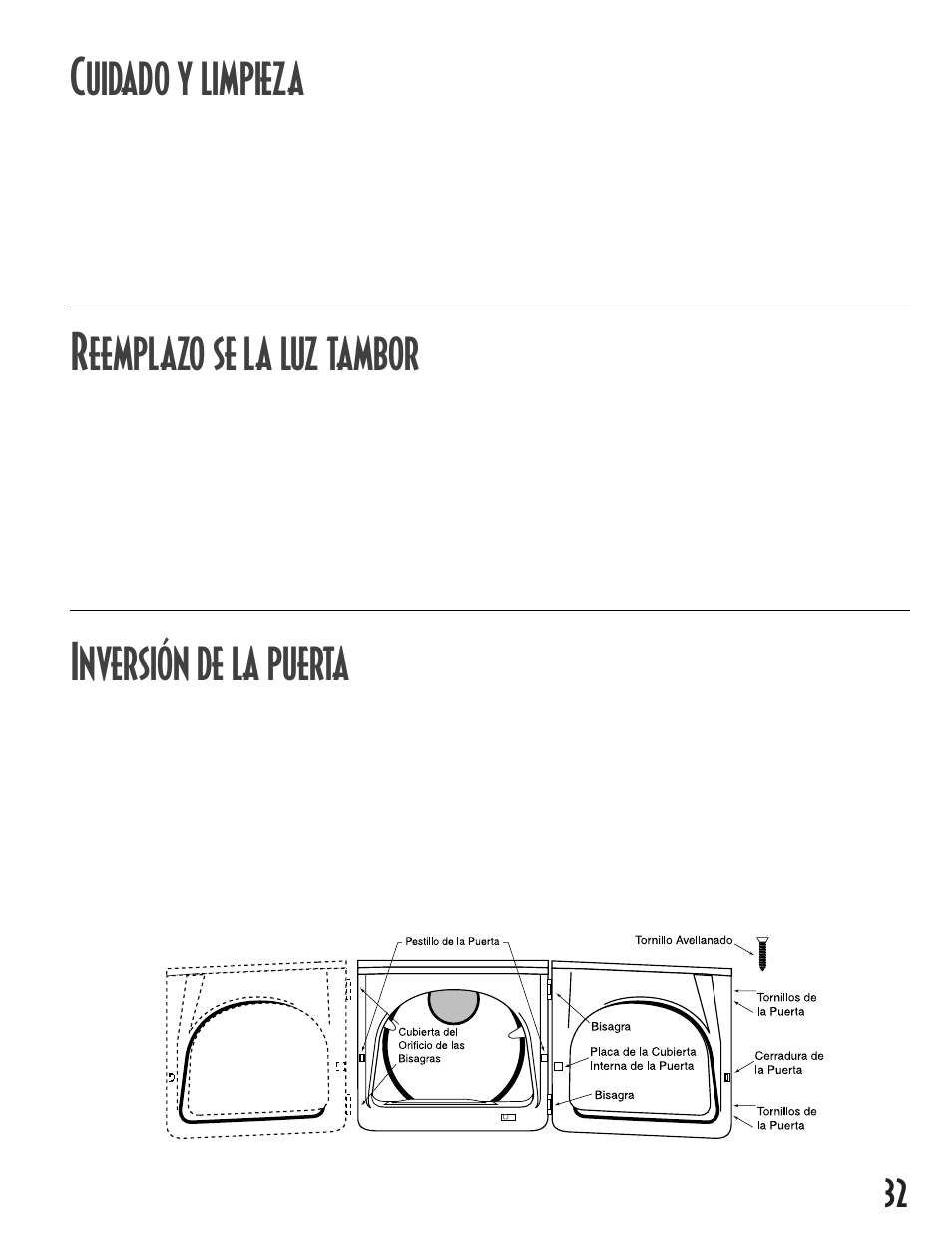 Uidado y limpieza, Eemplazo se la luz tambor, Nversión de la puerta | NEC INTELLIDRY MD-15 User Manual | Page 33 / 36