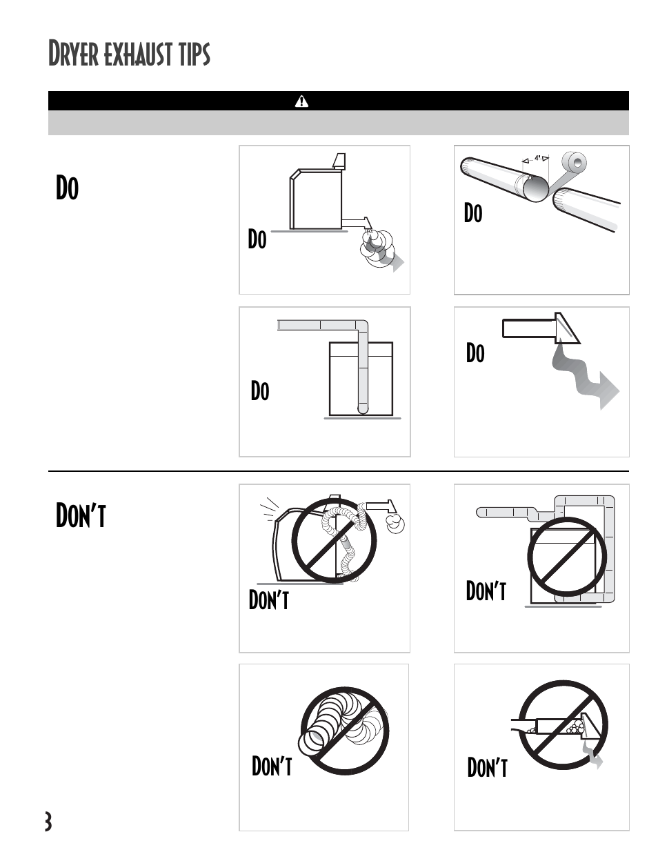 Ryer exhaust tips, Don’t | NEC INTELLIDRY MD-15 User Manual | Page 4 / 36