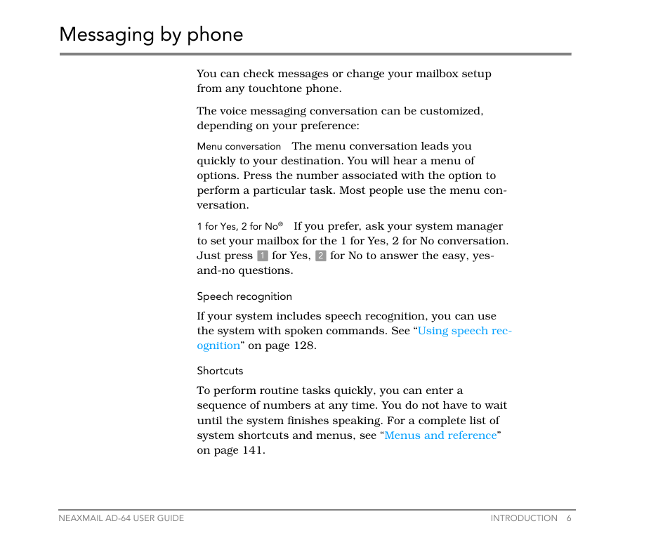 Messaging by phone | NEC NEAXMail AD-64 User Manual | Page 10 / 154