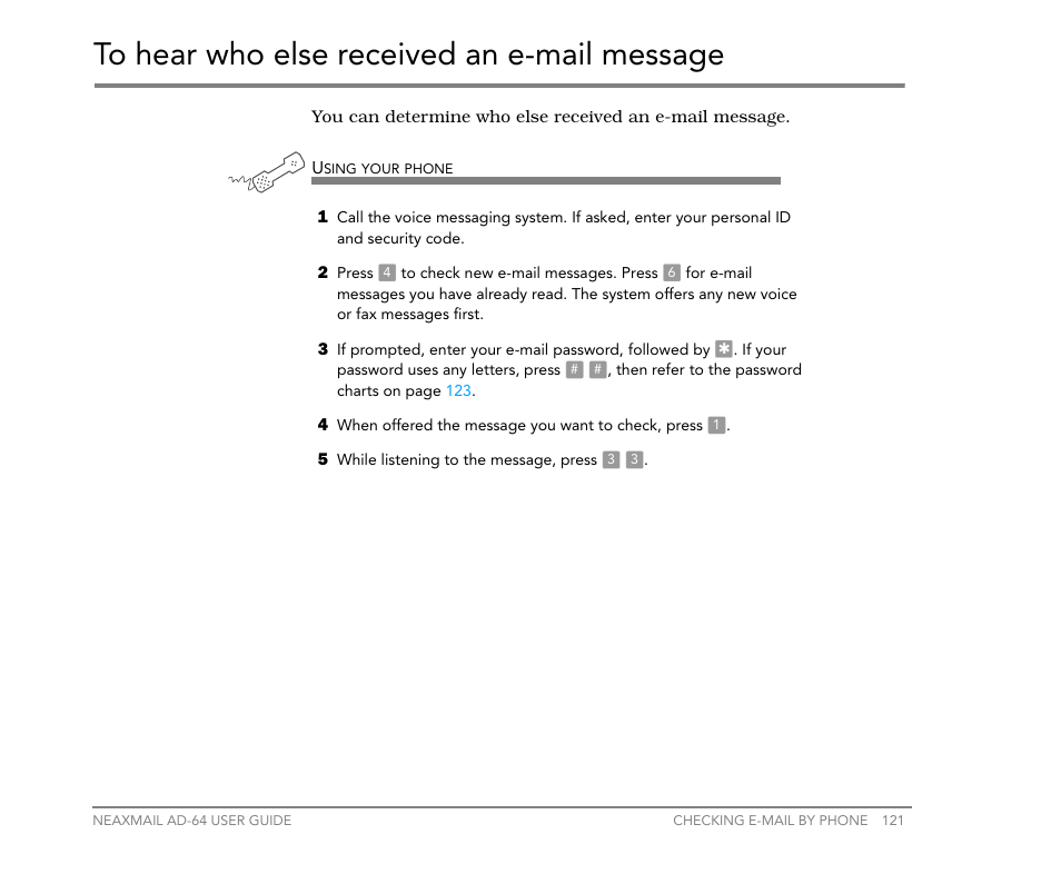 To hear who else received an e-mail message | NEC NEAXMail AD-64 User Manual | Page 125 / 154