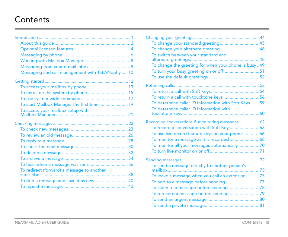 NEC NEAXMail AD-64 User Manual | Page 3 / 154