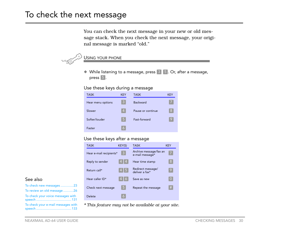 To check the next message | NEC NEAXMail AD-64 User Manual | Page 34 / 154