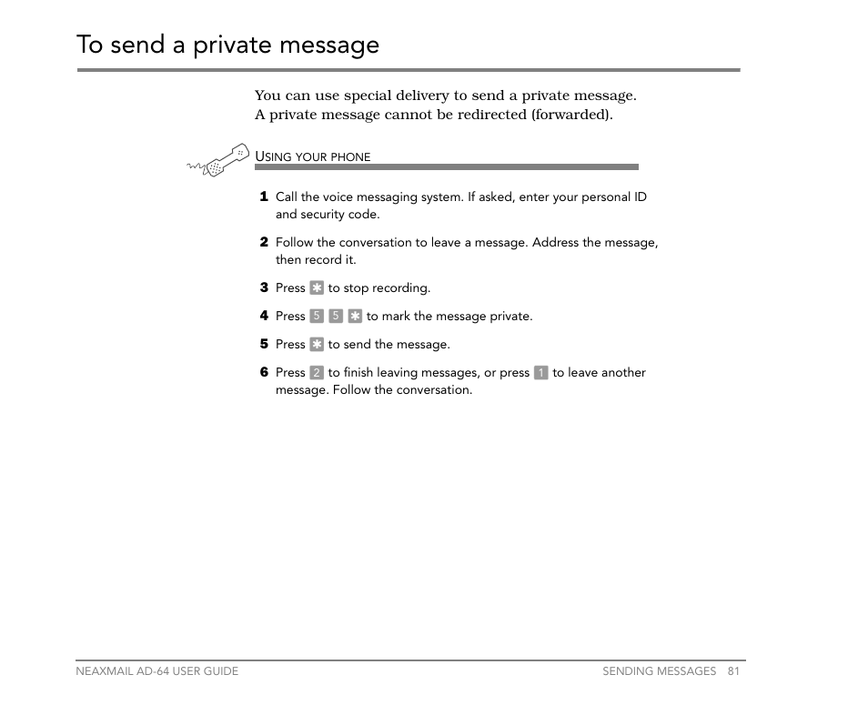 To send a private message | NEC NEAXMail AD-64 User Manual | Page 85 / 154