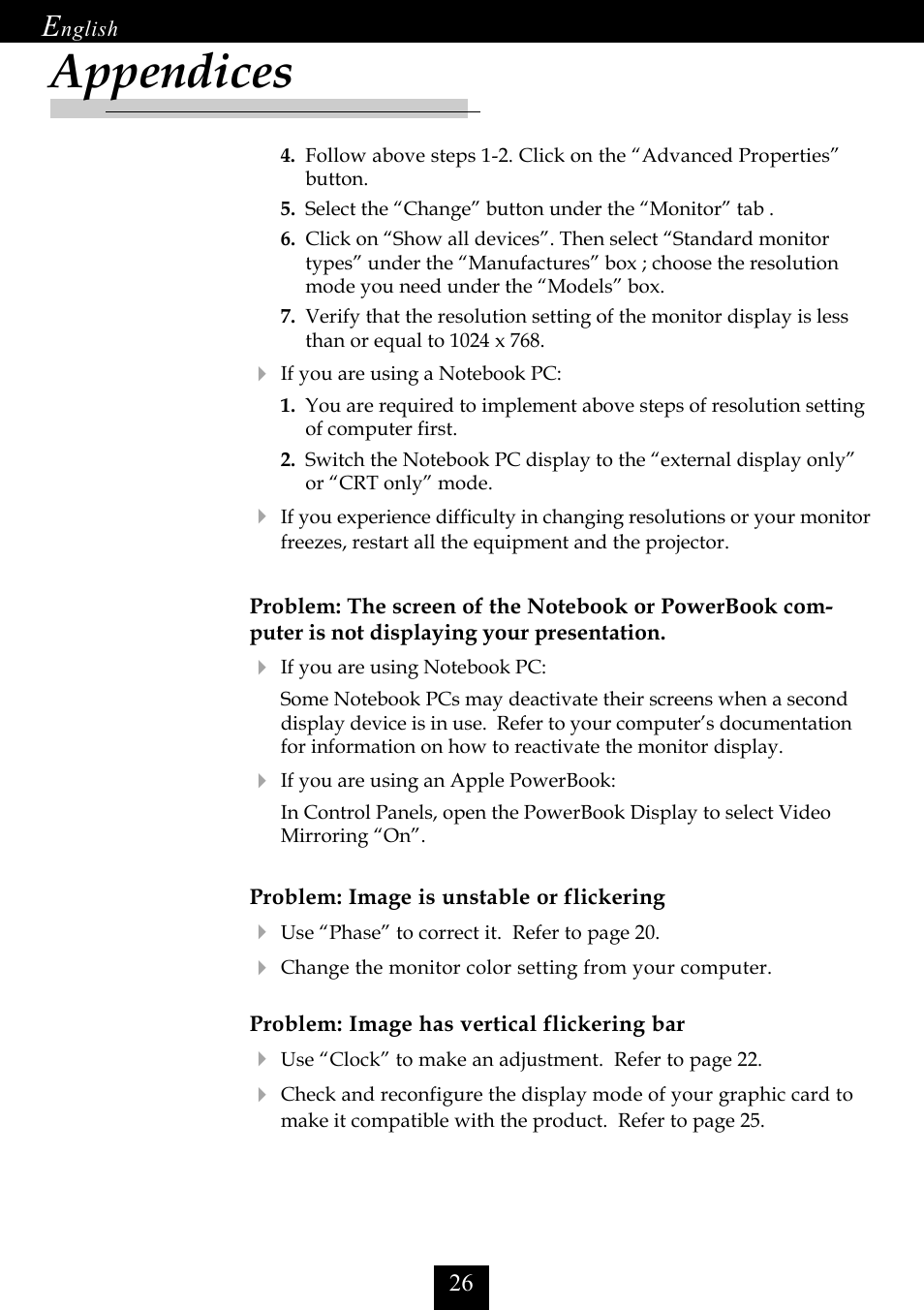 Appendices | NEC LT10 User Manual | Page 28 / 36