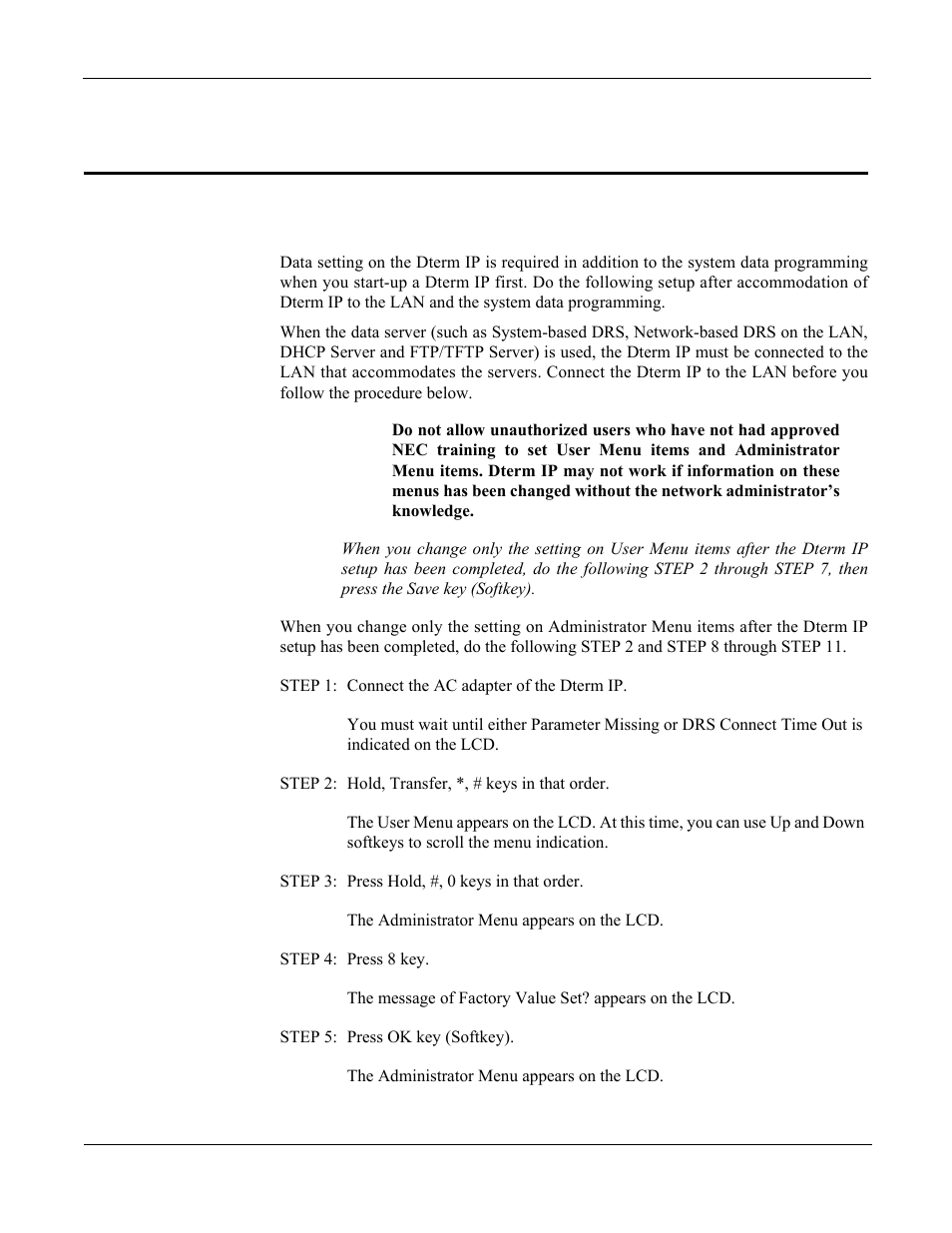 Chapter 7 dterm ip, Dterm ip setup, Chapter 7 | Dterm ip | NEC NEAX 2000 IPS User Manual | Page 81 / 96