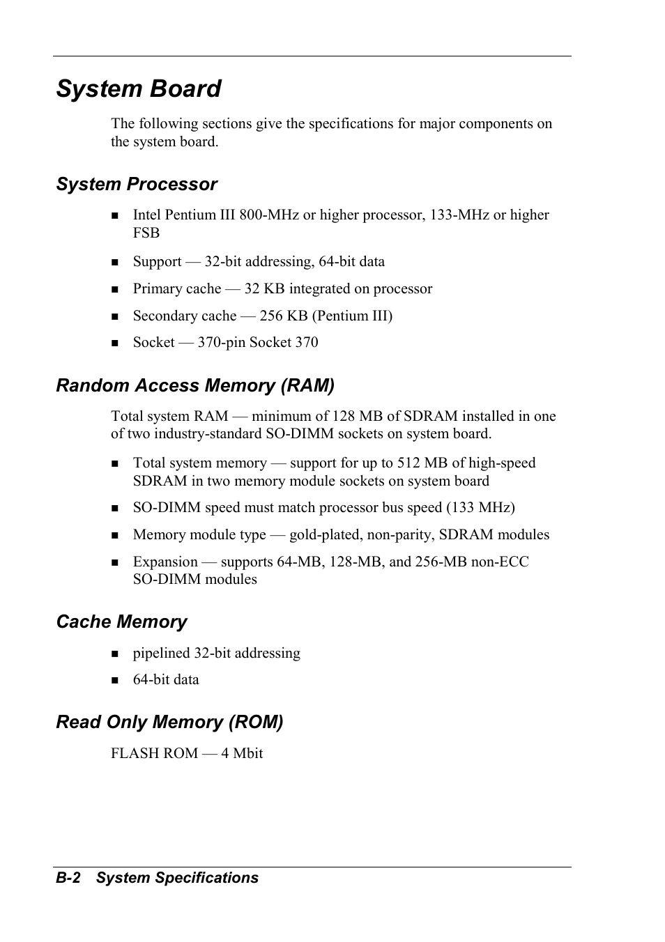 System board, System processor, Random access memory (ram) | Cache memory, Read only memory (rom) | NEC 2000 User Manual | Page 118 / 137