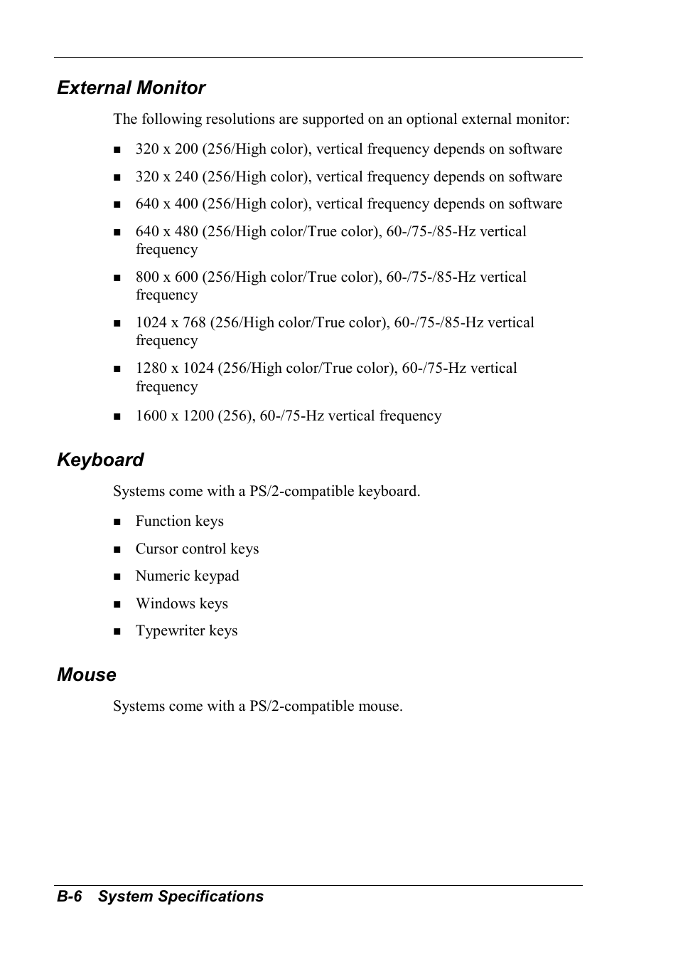External monitor, Keyboard, Mouse | NEC 2000 User Manual | Page 122 / 137