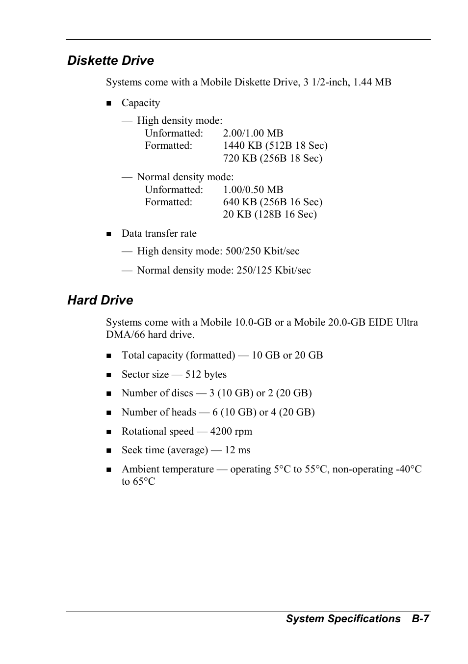 Diskette drive, Hard drive | NEC 2000 User Manual | Page 123 / 137