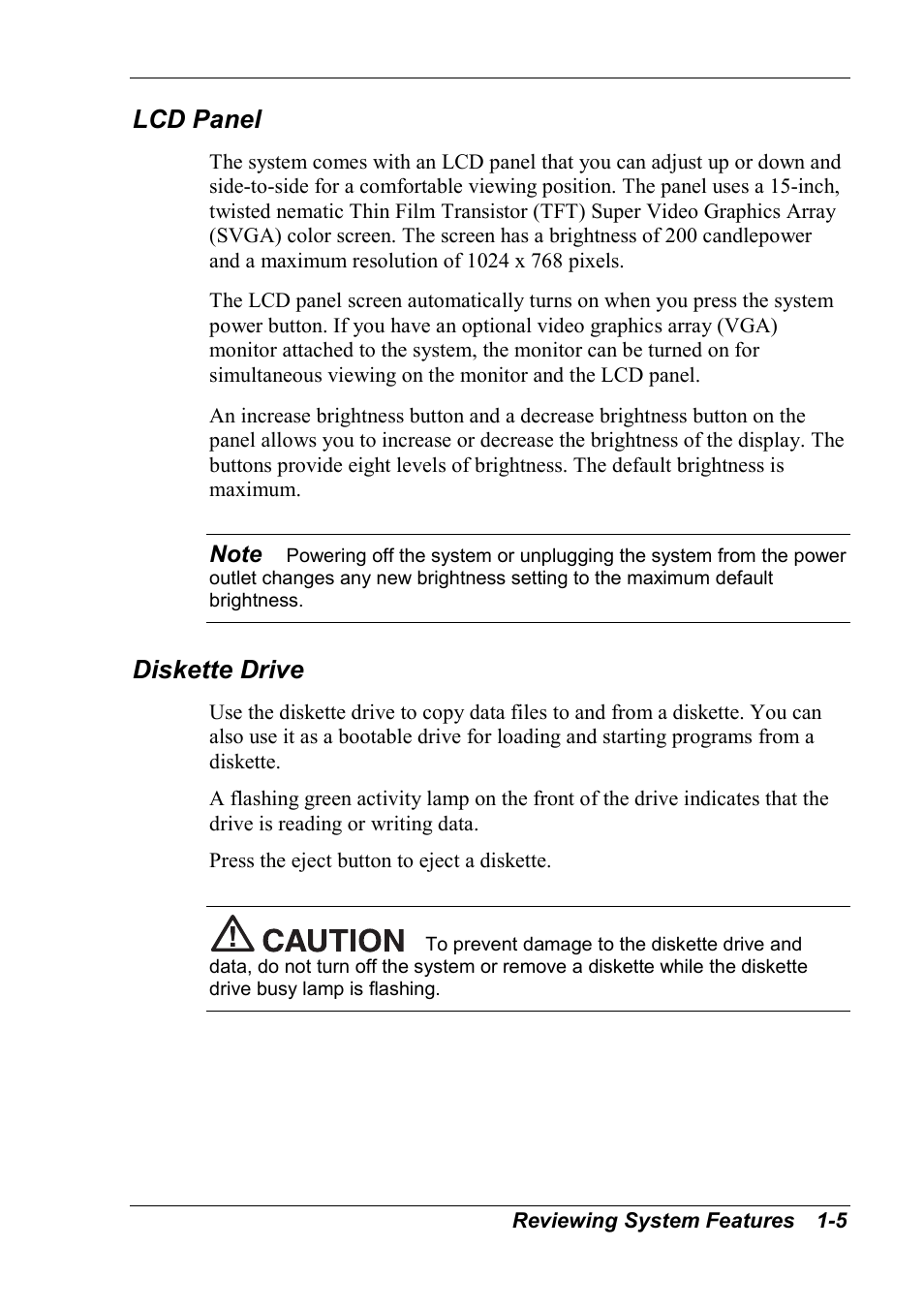 Lcd panel, Diskette drive | NEC 2000 User Manual | Page 15 / 137