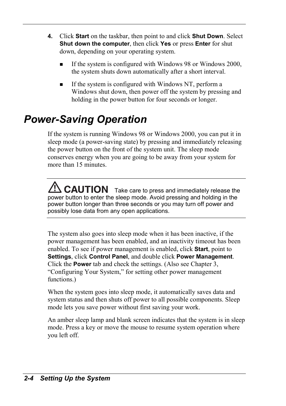 Power-saving operation | NEC 2000 User Manual | Page 32 / 137