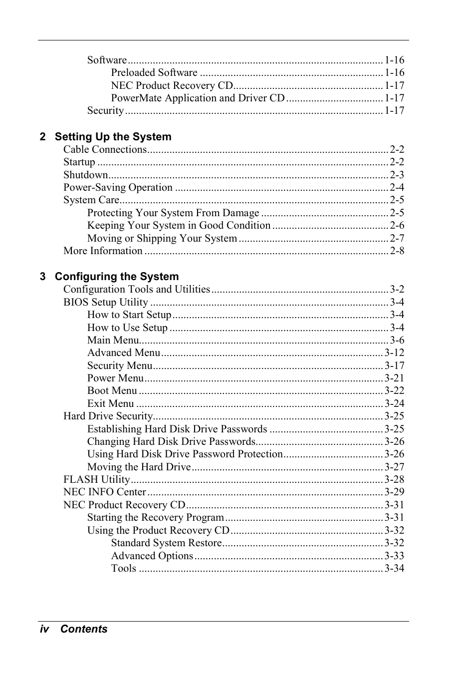 NEC 2000 User Manual | Page 4 / 137