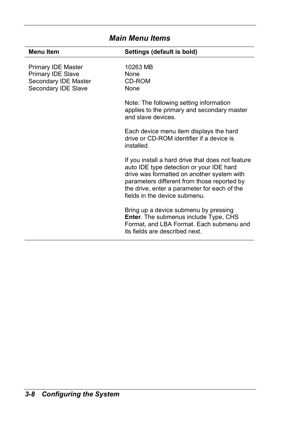 Main menu items | NEC 2000 User Manual | Page 44 / 137