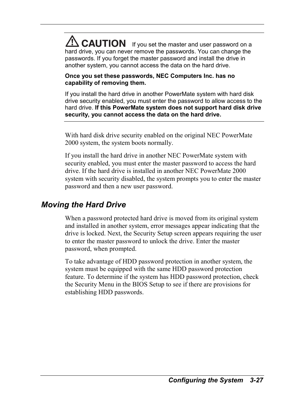 Moving the hard drive | NEC 2000 User Manual | Page 63 / 137