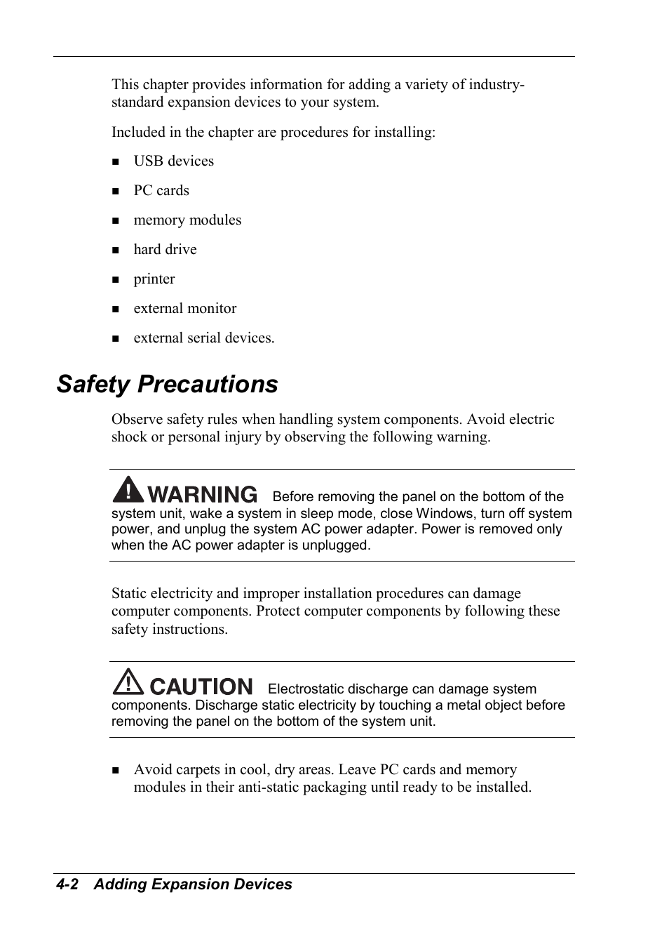Safety precautions | NEC 2000 User Manual | Page 78 / 137