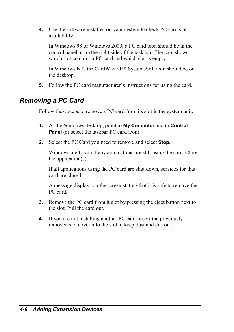 Removing a pc card | NEC 2000 User Manual | Page 82 / 137