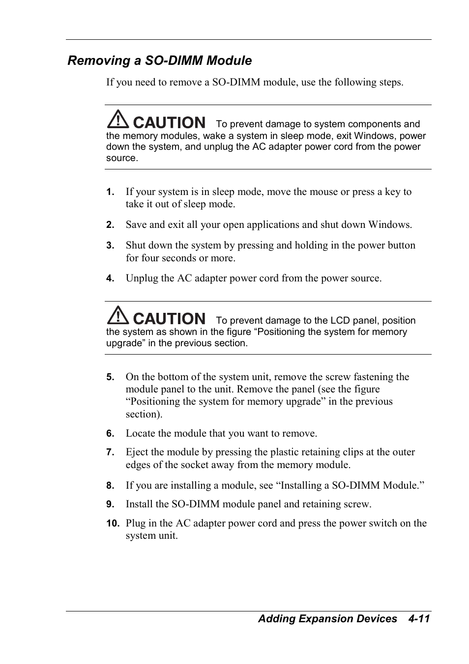 Removing a so-dimm module | NEC 2000 User Manual | Page 87 / 137