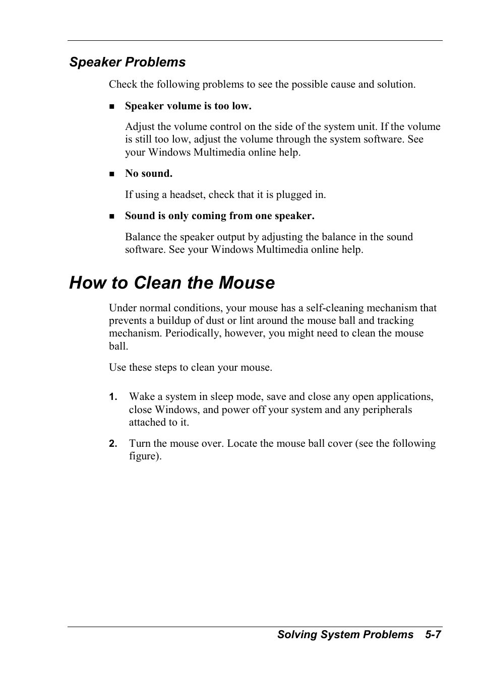 Speaker problems, How to clean the mouse | NEC 2000 User Manual | Page 98 / 137