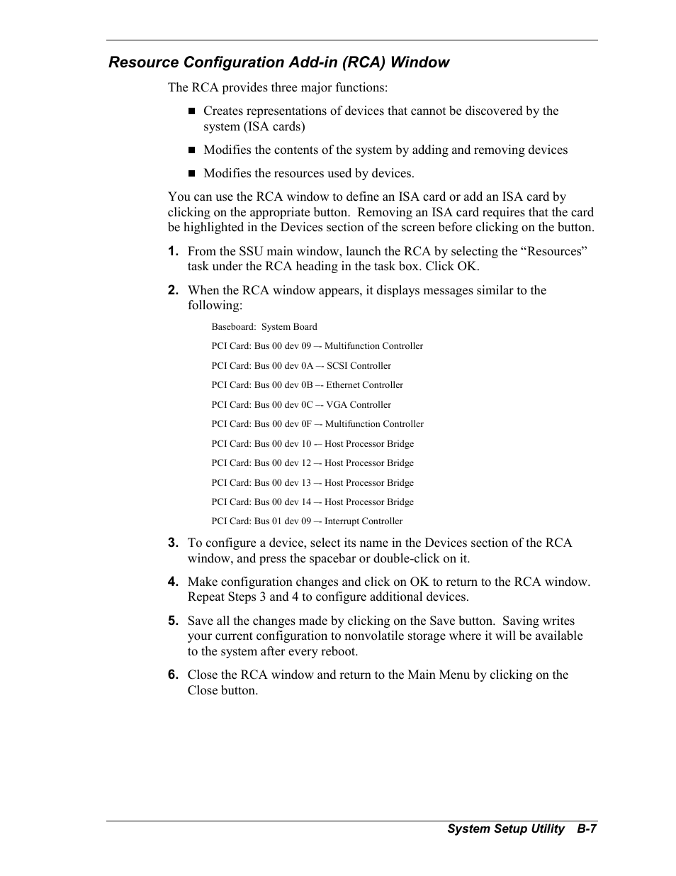 Resource configuration add-in (rca) window | NEC MC2400 User Manual | Page 157 / 204