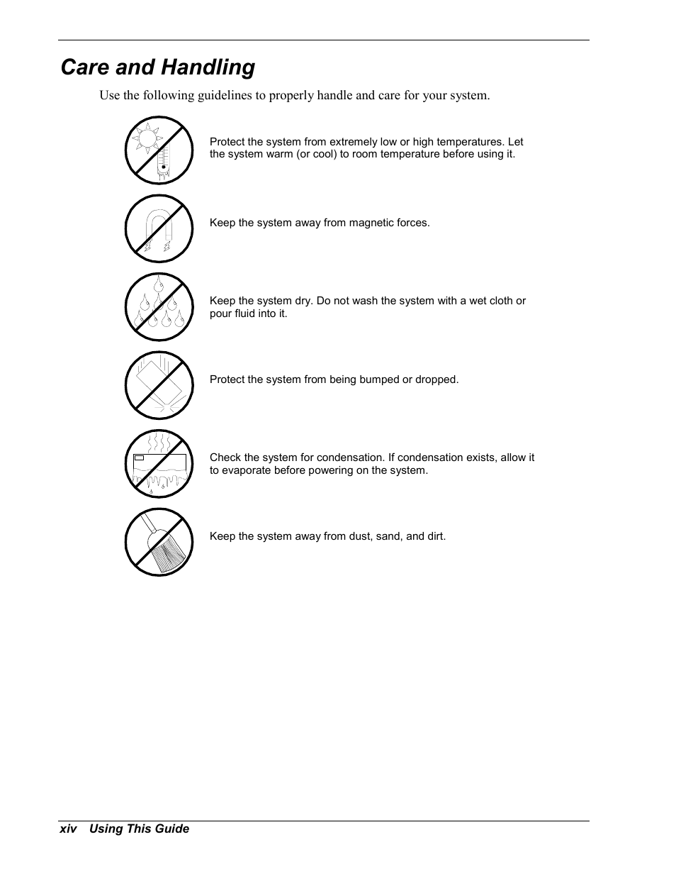 Care and handling | NEC MC2400 User Manual | Page 16 / 204