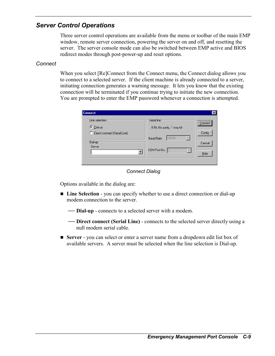 Server control operations, Connect | NEC MC2400 User Manual | Page 175 / 204