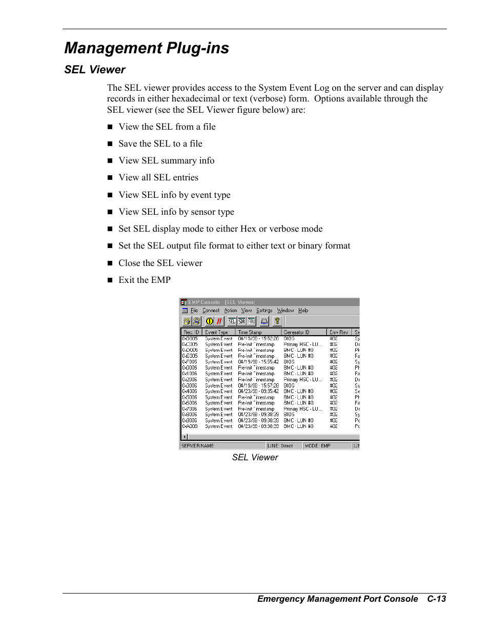 Management plug-ins, Sel viewer | NEC MC2400 User Manual | Page 179 / 204
