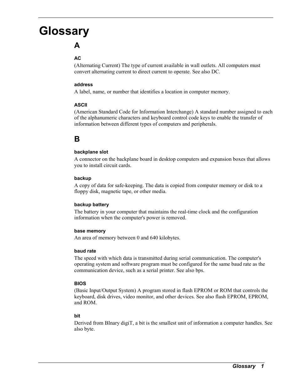 Glossary | NEC MC2400 User Manual | Page 189 / 204