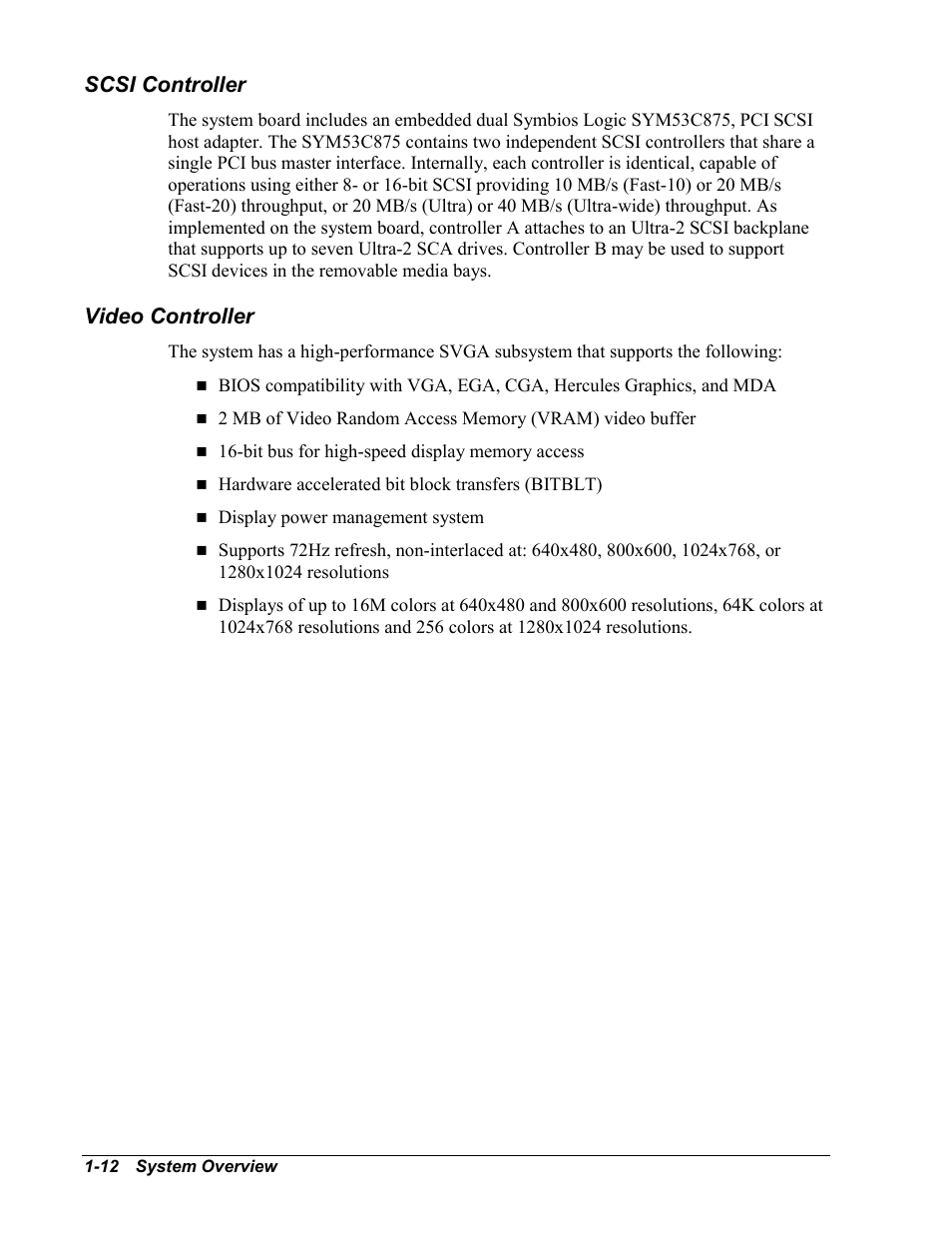 Scsi controller, Video controller | NEC MC2400 User Manual | Page 28 / 204