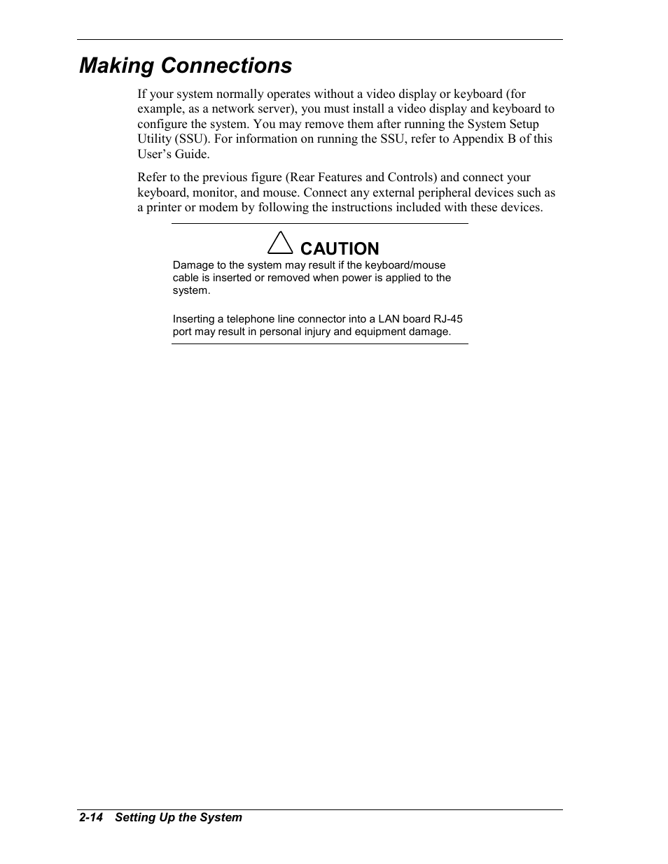 Making connections, Caution | NEC MC2400 User Manual | Page 46 / 204