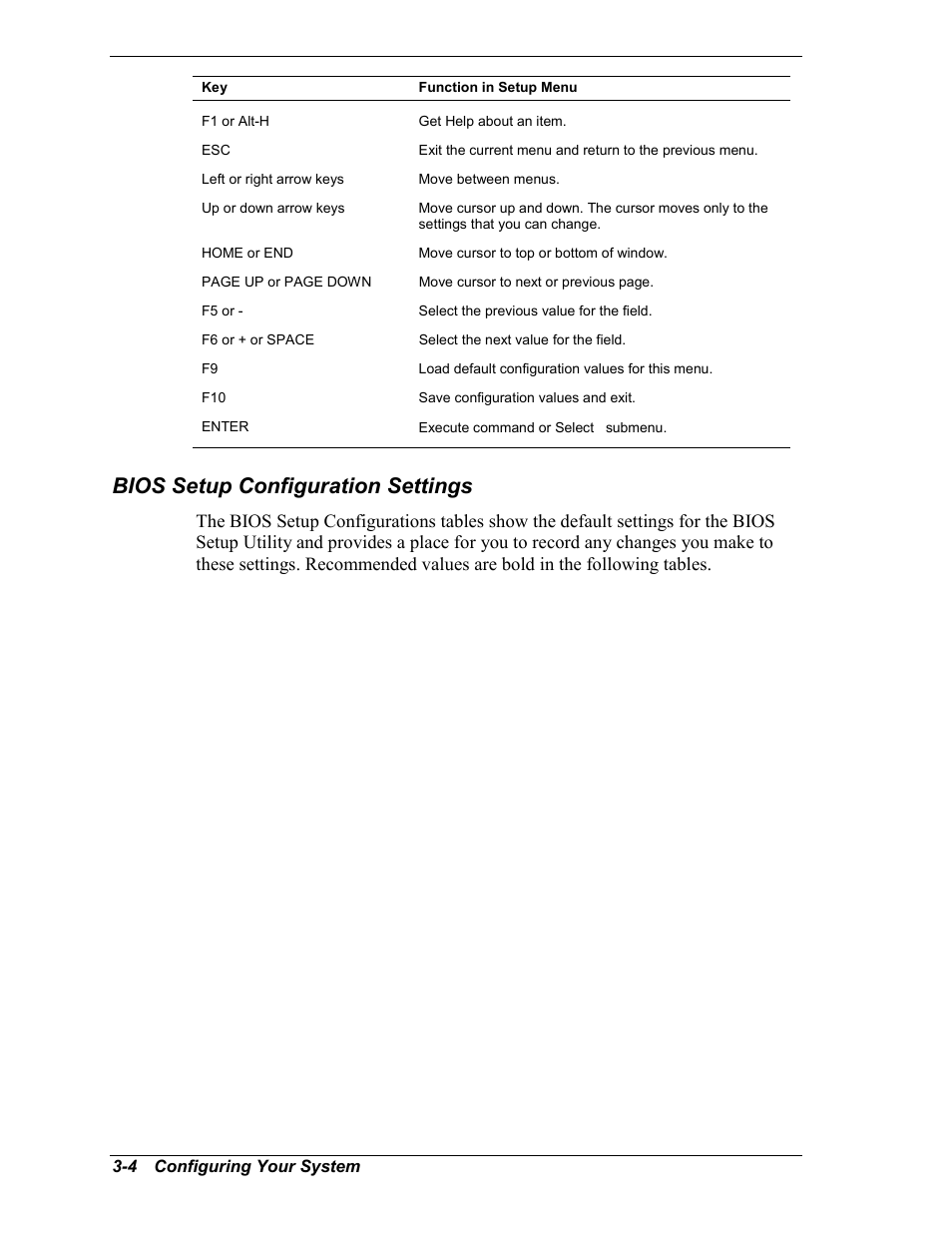 Bios setup configuration settings | NEC MC2400 User Manual | Page 54 / 204