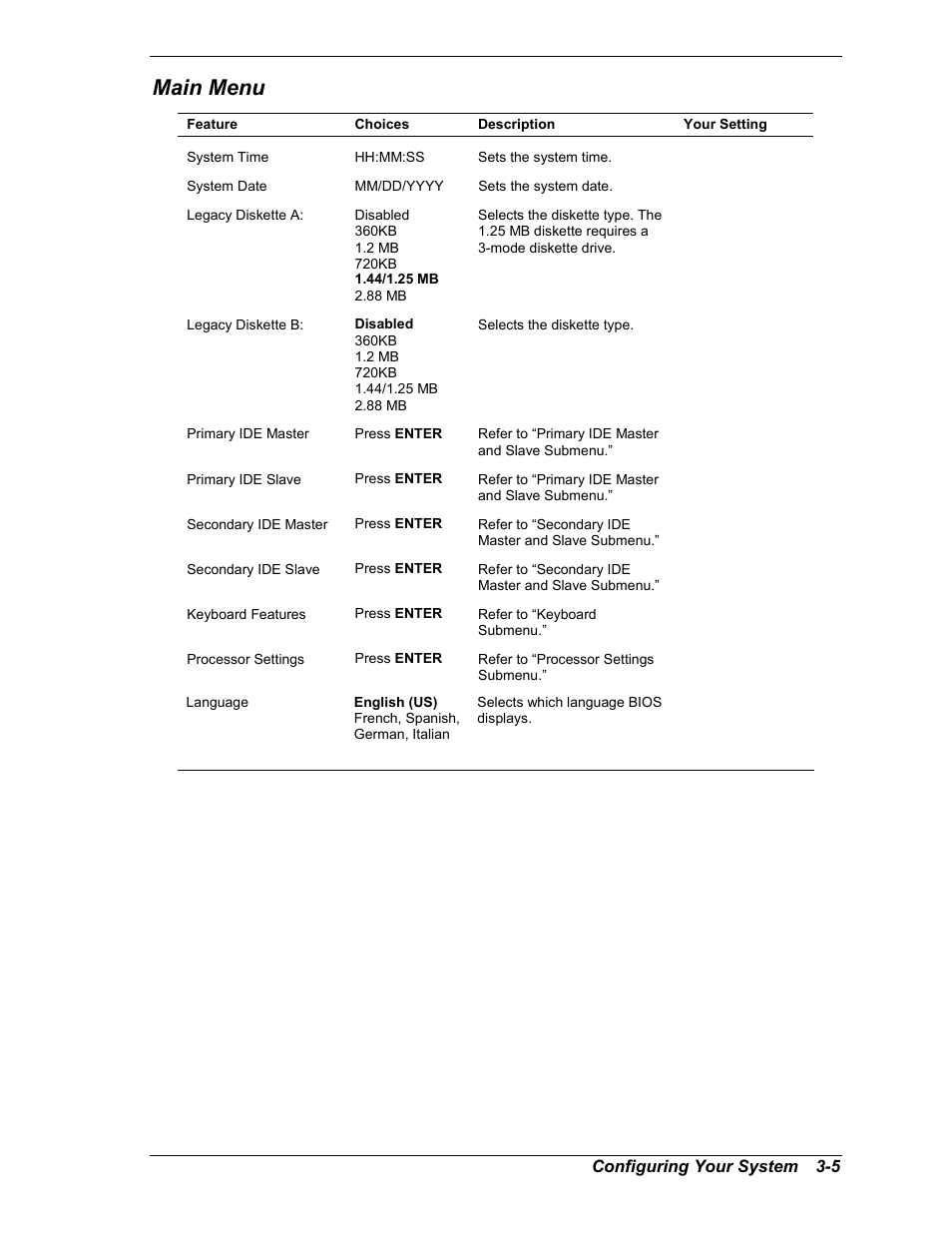 Main menu | NEC MC2400 User Manual | Page 55 / 204