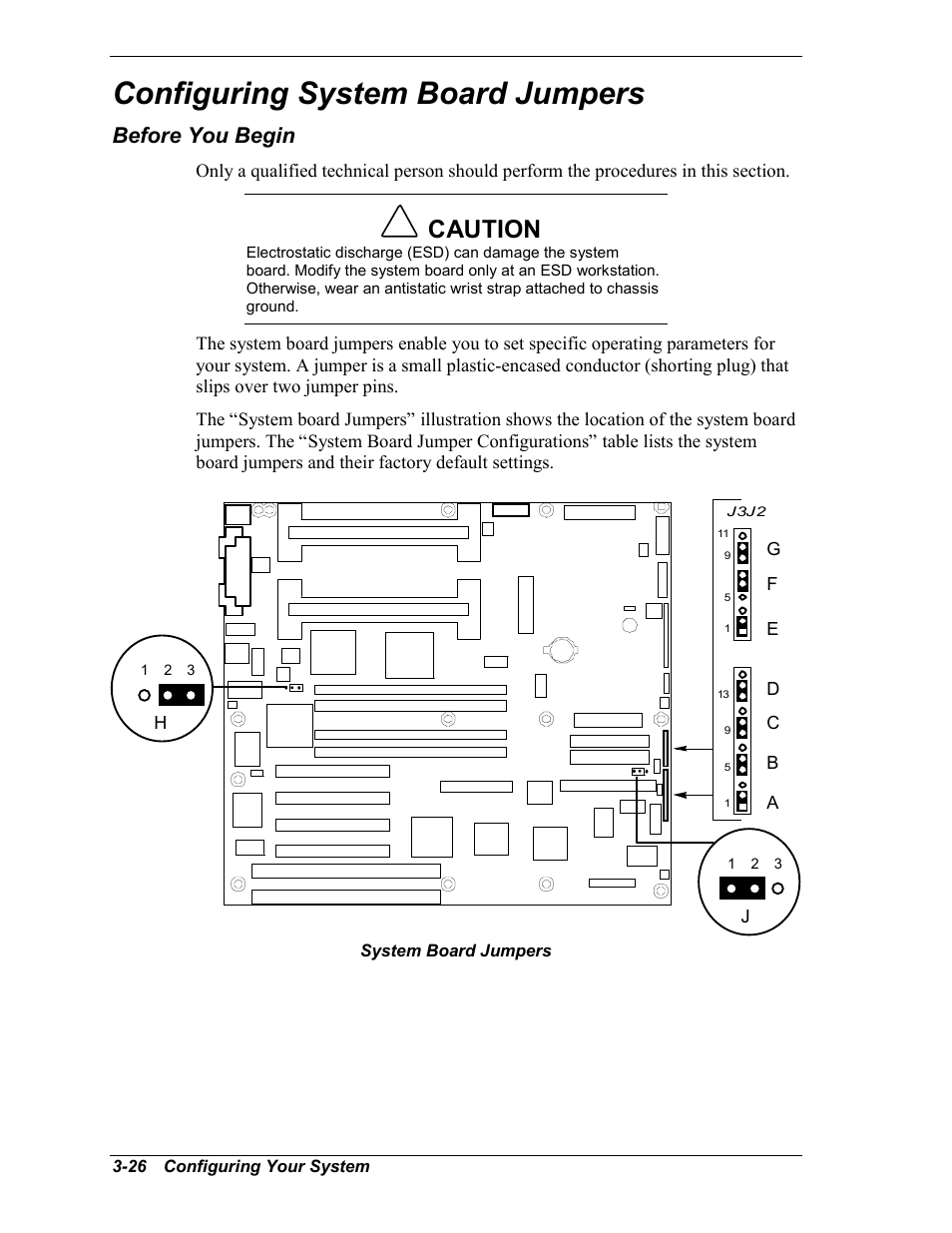 Configuring system board jumpers, Before you begin, Caution | NEC MC2400 User Manual | Page 76 / 204