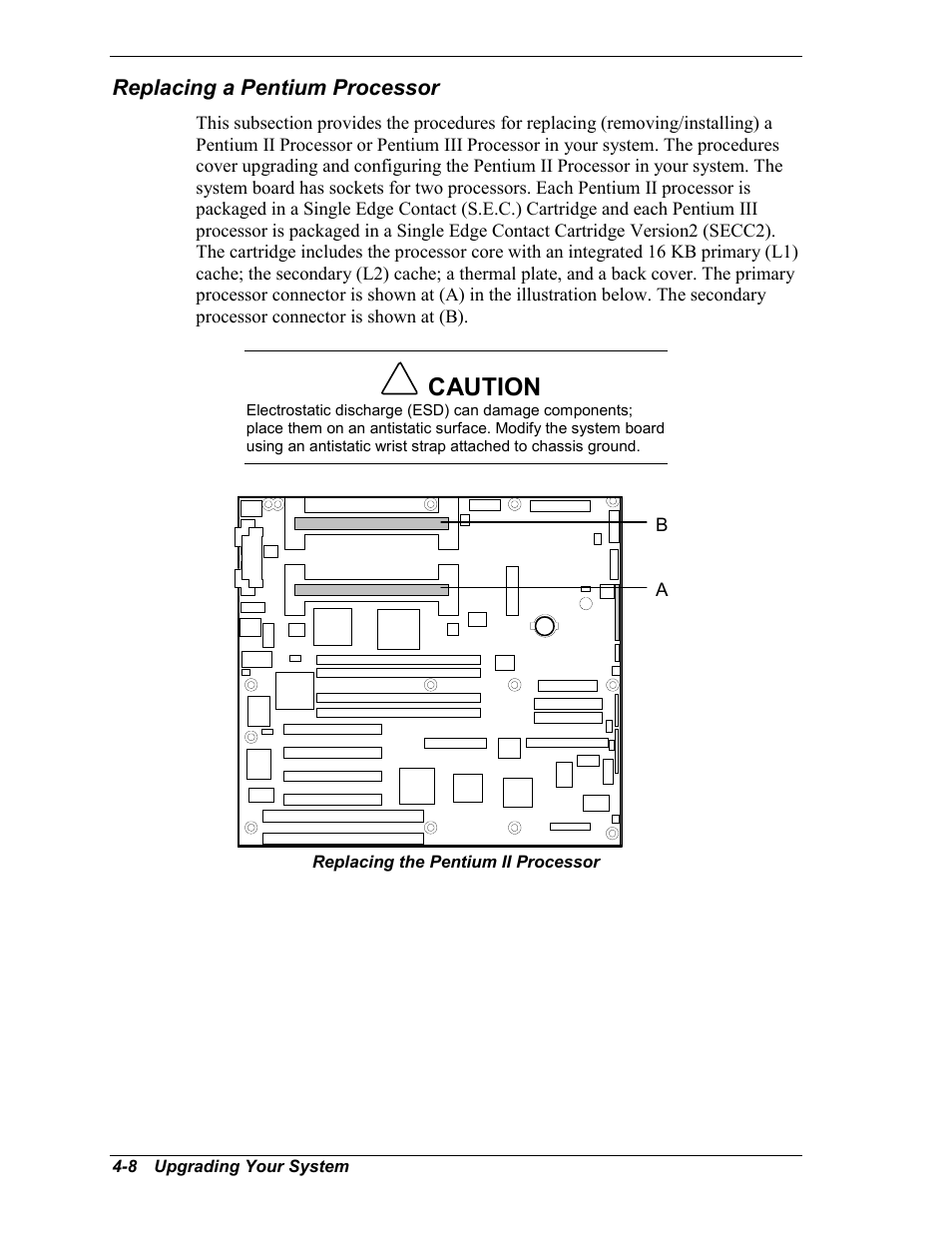 Replacing a pentium processor, Caution | NEC MC2400 User Manual | Page 90 / 204