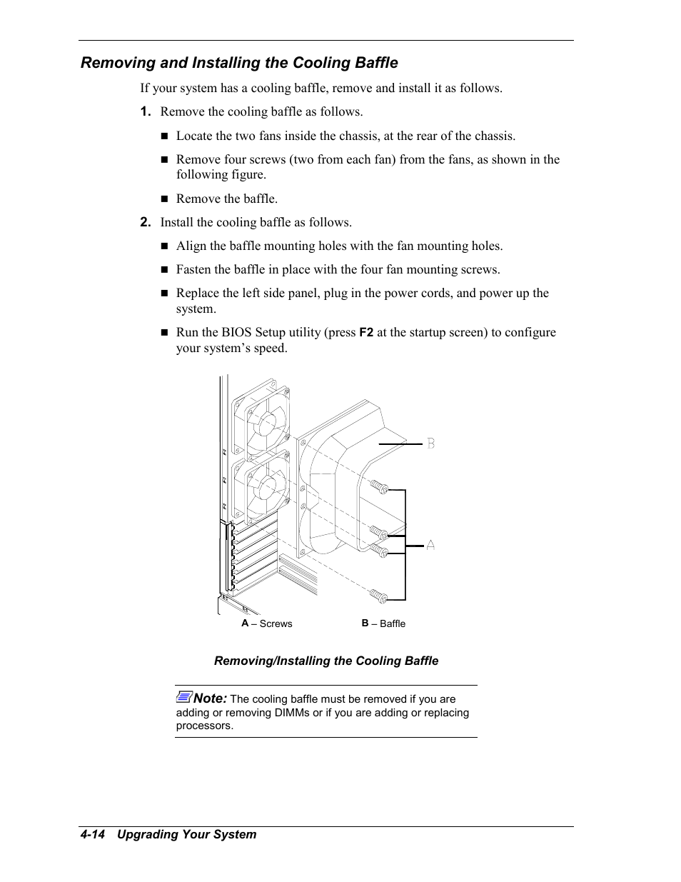 Removing and installing the cooling baffle | NEC MC2400 User Manual | Page 96 / 204