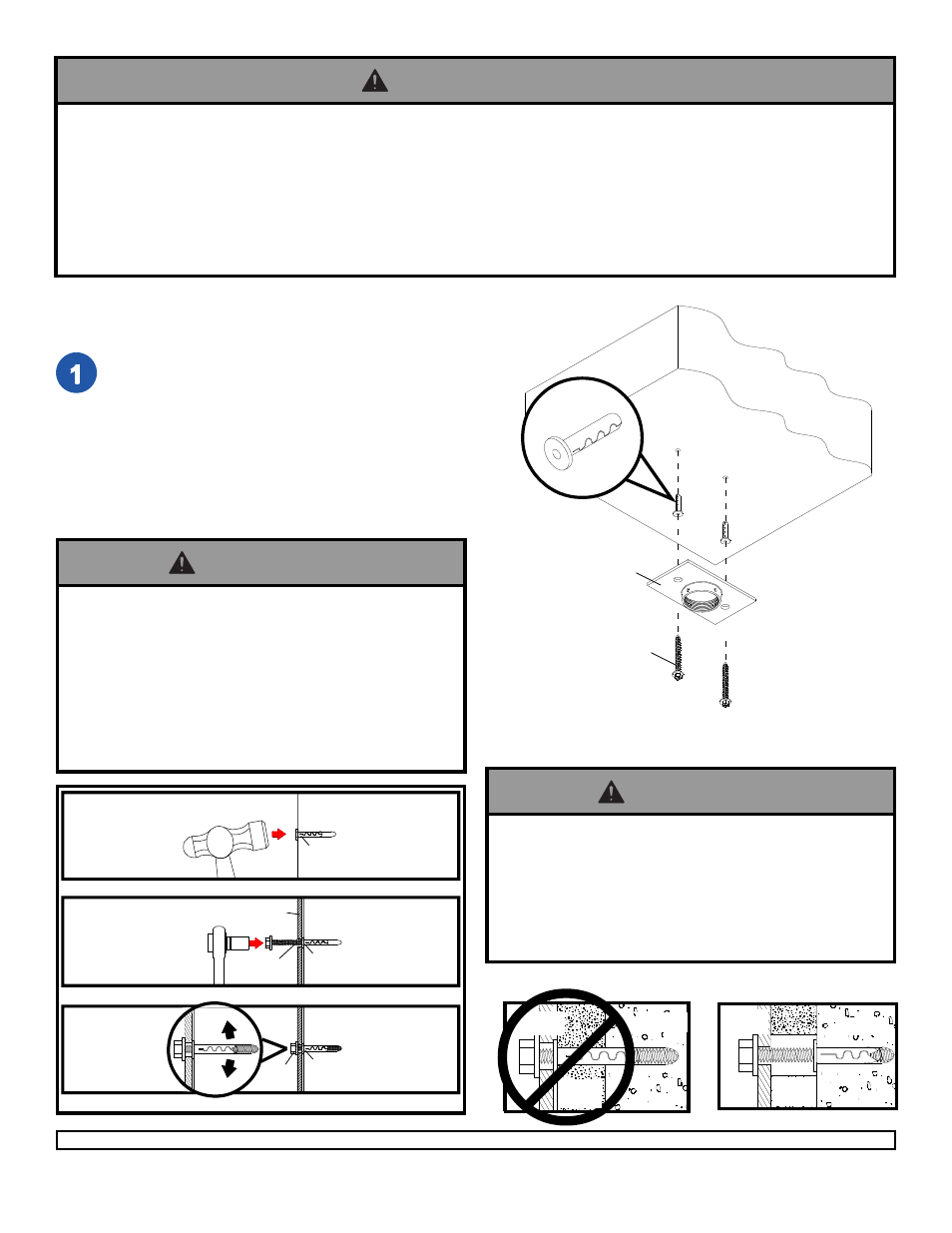 Warning, Installation to concrete ceilings, Illustration a | NEC NP40CM User Manual | Page 4 / 8
