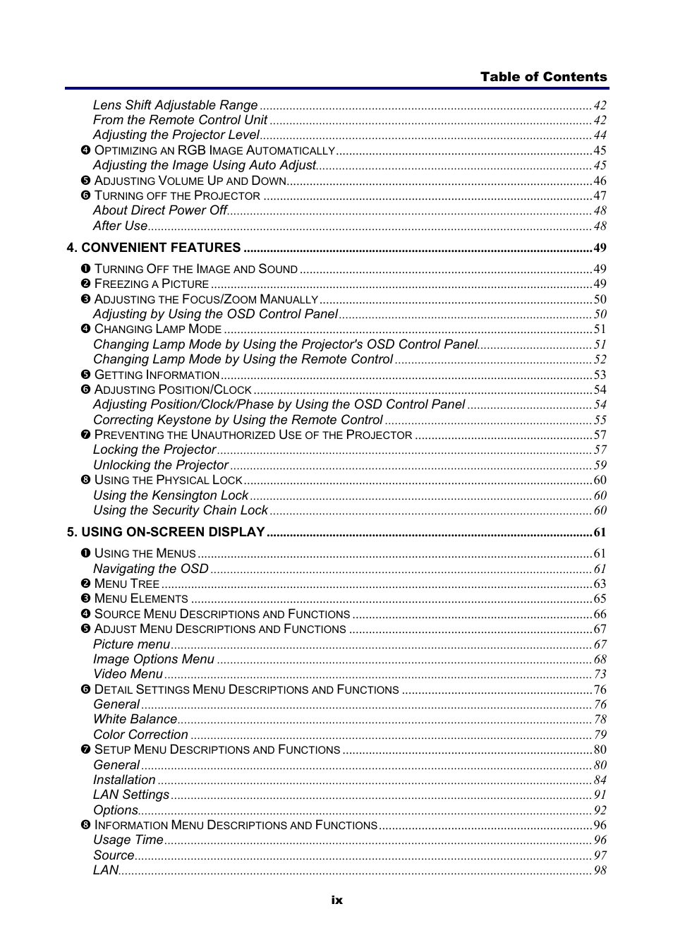 NEC NP4001 User Manual | Page 11 / 151